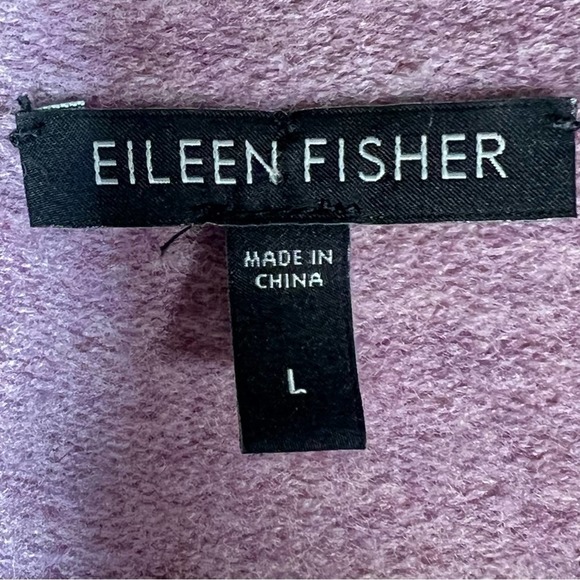 Eileen Fisher 100% wool purple violet open front cardigan sweater sz large L B38 - Picture 3 of 5